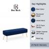 Doe Buck Upholstered Bench in Blue Colour with Channel Stitching and Gold Legs