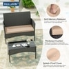 Carry Bird Wicker Patio Furniture Accessorie 4 Seater Sets In Black And Dark Beige Colour