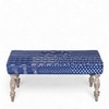 Bestone Solid Wood Bench In Indigo Patch Kantha Fabric