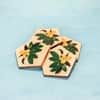 Ireka Home Penta Bloom Acacia Wood Coaster Set – Floral Design (Set of 4)