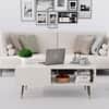 Hexa Engineered Wood Modern Coffee Table With Golden Metal Legs In Frosty White