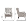 Joan Printed Human Canvas Fabric Wing Chair in White Colour
