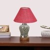 Devansh Conical Pink Jute Shade Lamp With Wood & Mosaic Glass Base For Decoration/Office/Home/Gifting/Study For Decoration/Office/Home/Gifting/Study -(10X10X14.5) Inches -A