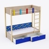 Pine Tree Single Size Bunk Bed In Oak and Blue Colour