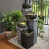 Olive  Yellow Tiered Cask Stone Brick Water Fountain