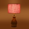 Devansh Pink Jute Table Lamp With  Wood Natural Base (7X13 Inches)-11