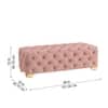 Doe Buck Velvet Tufted Bench in Pink Colour with Gold Base