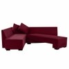 Melo 3 Seater Left Sectional Velvet Sofa Cum Bed in Maroon colour