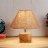 Bharati Beige Natural Fiber Shade Table Lamp with Natural Wooden Base
