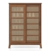 Fujiwara 24 Pair Solid Wood and Cane Shoe Cabinet In Amber Walnut Finish