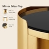 Belle Round Black Mirror and Metal Side Table in Gold finish
