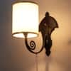 Eliante Cloth Shade Wall Lights Mild Steel & Glass Material Dark Brown & White Finish