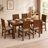 Globally Indian Amelie Solid Sheesham Wood 6 Seater Dining Table Set 6 Chairs Grey