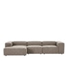 Elegantedge Wood Right Aligned 3-Seater With Upholstery Non Storage Sofa In Grey Colour