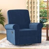 Diaz Rocker Swivel Recliner Blue Micro Velvet