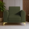 Veniza Velvet 1 Seater Sofa In Olive Green Colour