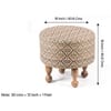 Louisville Acacia Wood Parisian Round Pouf Stool in Multicolour