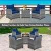 Carry Bird Wicker Patio Furniture Outdoor Balcony Chairs In Grey And Blue Colour