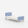 Minimalist Kids Single Bed in White and Blue Stripes
