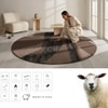 Handmade Round Wool Rug Modern Abstract Brown Beige 8 Feet Carpet