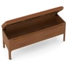Zaha Solid Wood Upholstered Storage Bench In Amber walnut Finish with Nappa Tan Leatherette Colour