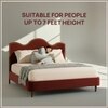 Solara Wave Luxe Queen Size Bed in velvet With Oak wood Frame & Hydraulic Storage