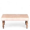 Bestone Sheesham Wood Accent 2+1+1 Seater Bench Set With 2 Stools In Beige Sparkle Velvet