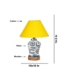 Devansh Conical Yellow Cotton Shade Lamp With Wood & Mosaic Glass Base For Decoration/Office/Home/Gifting/Study For Decoration/Office/Home/Gifting/Study -(10X10X14.5) Inches -A