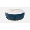 Brit Round Upholstered Coffee Table With Ms Base In Gold Colour & White Stone Top
