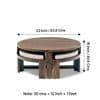 Nashville Sheesham Wood Accent Coffee Table Set With 4 Stools In Provincial Teak Finish With Beige Velvet Cushions