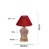 Devansh Conical Maroon Jute Shade Lamp With Wood & Mosaic Glass Base For Decoration/Office/Home/Gifting/Study For Decoration/Office/Home/Gifting/Study -(10X10X14.5) Inches -A