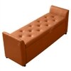 Sibol Leatherette  2 Seater Ottoman Bench with Storage  in Tan Color