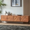 Large Soldi Wood TV Unit With 4 Door in Honey Oak Finish
