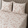 Cream Floral 400 TC Cotton Flat Queen Size Bedsheet With 2 Pillow Covers Threads