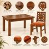 Globally Indian Surya Solid Sheesham Wood 4 Seater Dining Table Set 4 Chairs Terracotta Orange