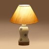 Devansh Conical Off White Cotton Shade Lamp With Wood & Mosaic Glass Base For Decoration/Office/Home/Gifting/Study For Decoration/Office/Home/Gifting/Study -(10X10X14.5) Inches -A