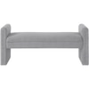 Wooden Twist Soft Hropzy Boucle Upholstered Armrest Ottoman Bench in Light Grey Colour