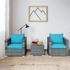 Carry Bird Wicker Patio Furniture Outdoor Balcony Chairs In Grey Mix And Sky Blue Colour