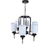 Eliante 6-Light White Chandelier, Mild Steel Frame With Glass Shades, Modern Ceiling Light Fixture