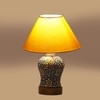 Devansh Conical Yellow Cotton Shade Lamp With Wood & Mosaic Glass Base For Decoration/Office/Home/Gifting/Study For Decoration/Office/Home/Gifting/Study -(10X10X14.5) Inches -A