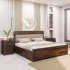 Vrinda Solid Wood King Size Bed In Hydraulic Storage Bed In Provincial Teak Finish