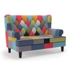 Minnelli 2 Seater Fabric Loveseat In Retro Patchwork Colour