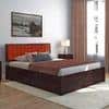 Florence Solid Wood King Size Hydraulic Storage Bed In Mahogany Finish