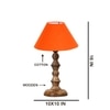 Devansh Orange Cotton Table Lamp With  Wood Natural Base -(10X10X16) Inches)-30