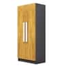 Hexa Red Wooden 2 Door Wardrobe with 4 Shelves in Slate Grey and Giant Wood Colour
