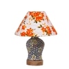 Devansh Conical Multi Cotton Shade Lamp With Wood & Mosaic Glass Base For Decoration/Office/Home/Gifting/Study For Decoration/Office/Home/Gifting/Study -(10X10X14.5) Inches -A