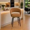 Doe Buck Mixoy Velvet Bar Stool in Emerald Brown Colour with Gold Accents