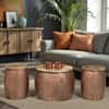 Royal Ottoman Metal Coffee Table with 2 Stools in Copper Finish Set of 3