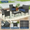 Carry Bird Wicker Patio Furniture Accessorie 4 Seater Sets In Black And Navy Blue Colour