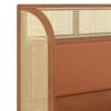 Fiji Wingback Cane and Solid Wood King Size Hydraulic-Storage Bed in Nappa tan Leatherette